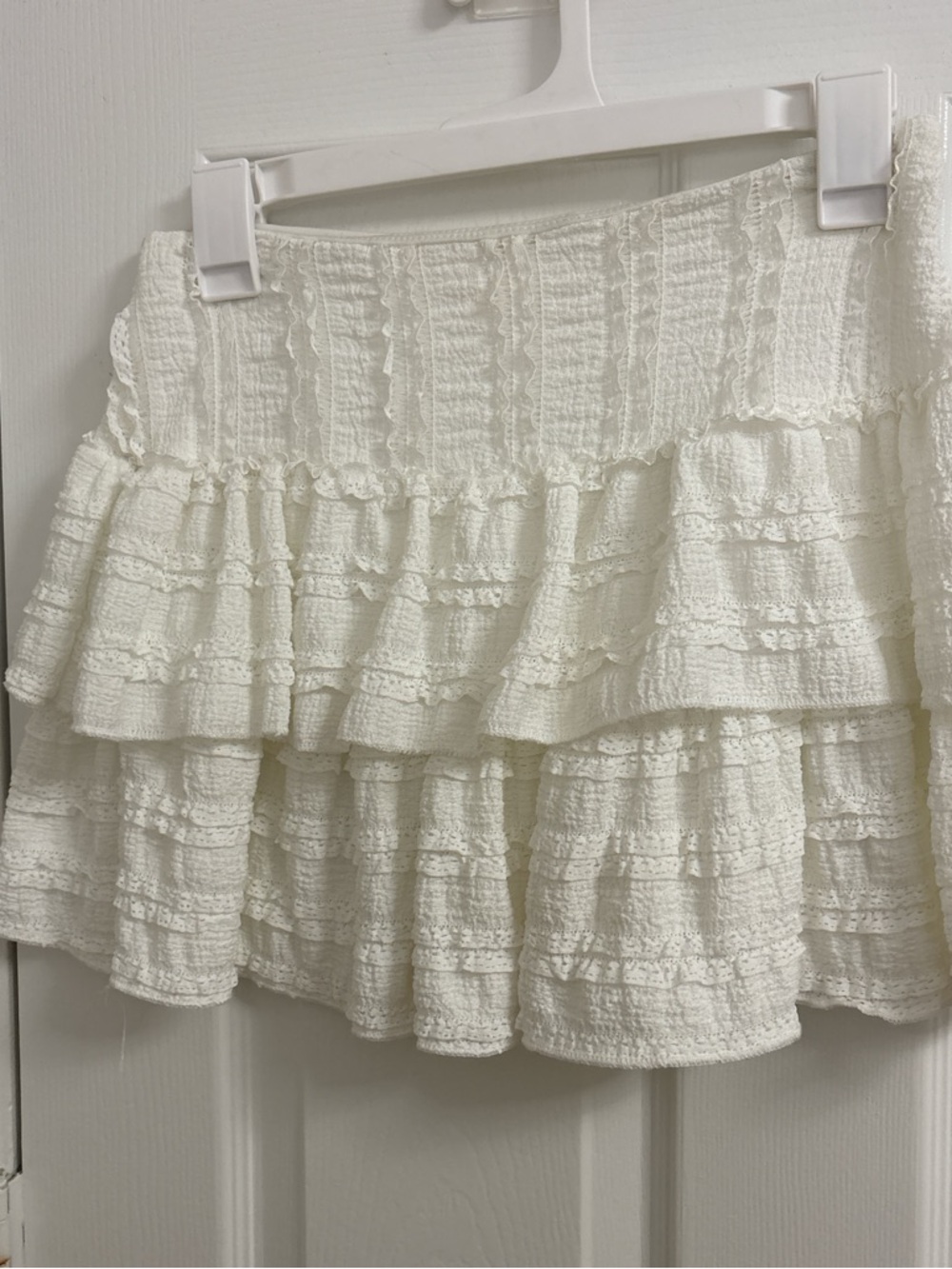Kali White Tiered Ruffle Skater Skirt